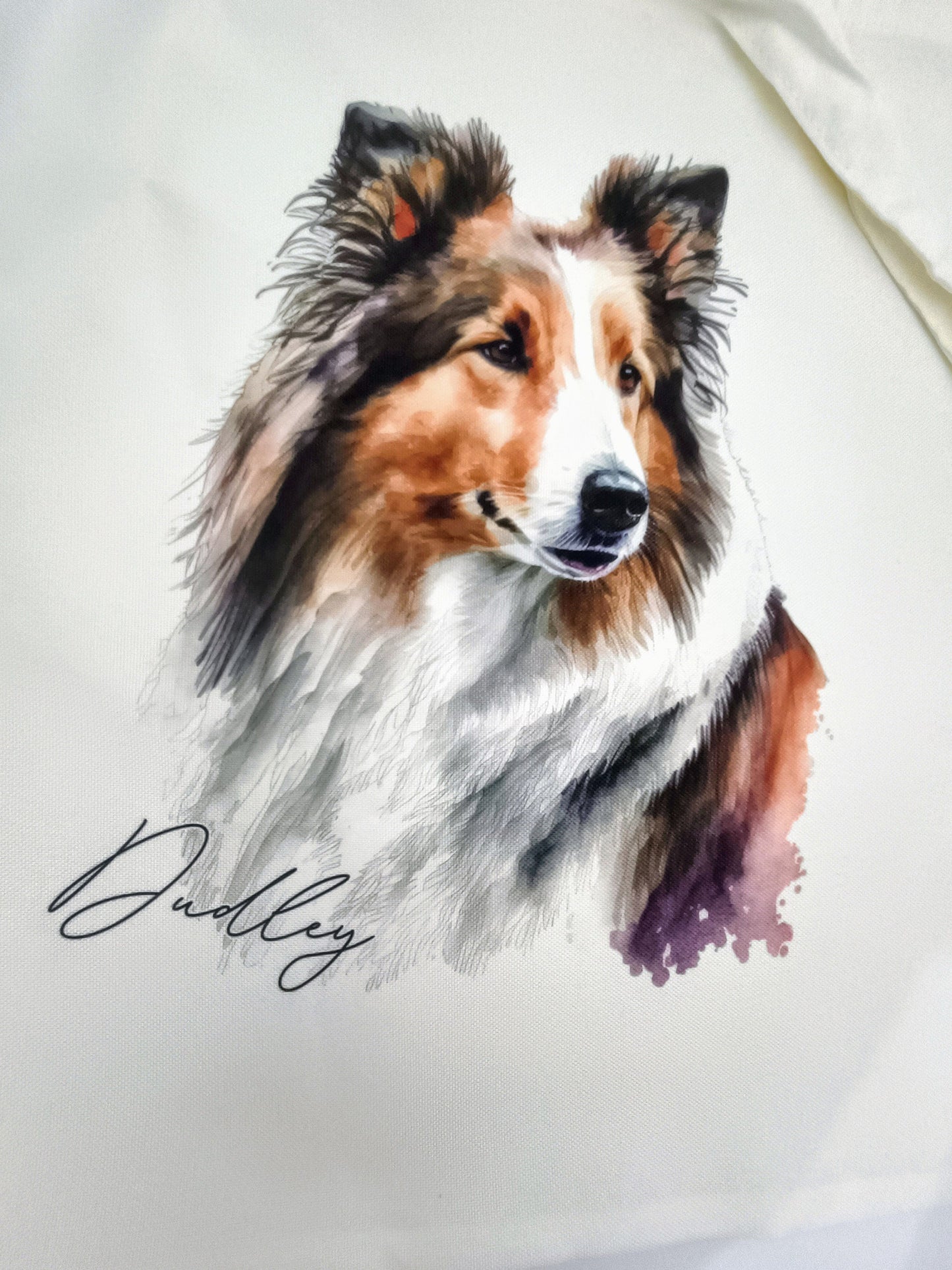 Personalised Watercolour Rough Collie Tote Bag | Custom Dog Lover Gift | Long Handle Shopper