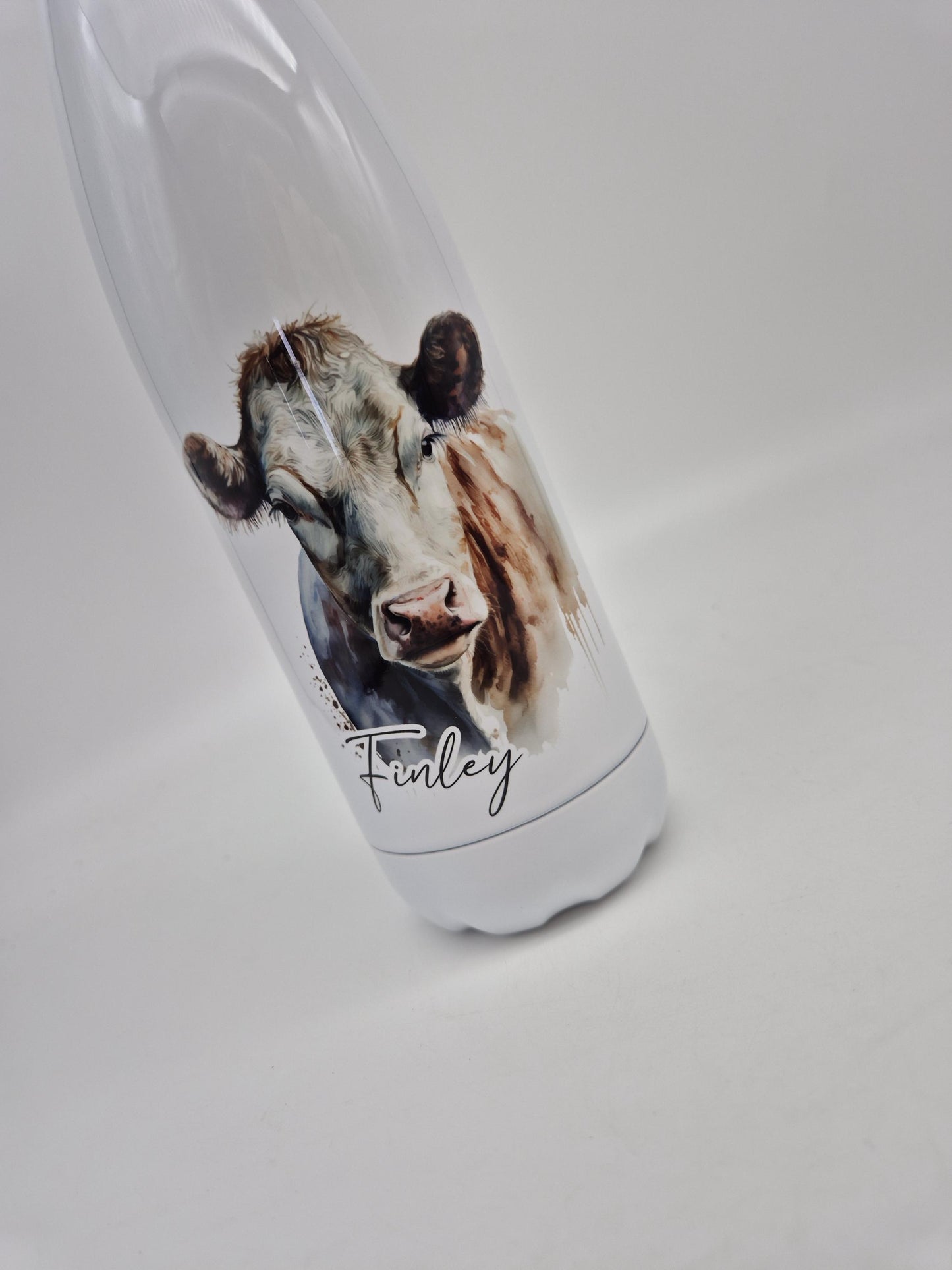 Personalised Cow Water Bottle – Insulated Stainless Steel Flask - Cow Lover Gift