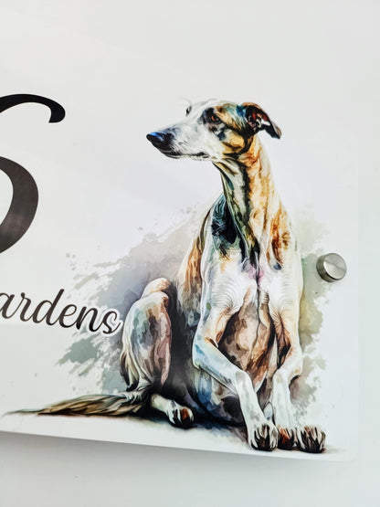 Personalised Greyhound House Sign | Acrylic Gate Plaque | New Home Gift