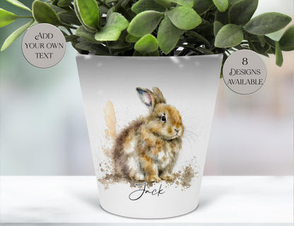 Personalised Watercolour Bunny Rabbit Plant Pot – Custom Pen & Brush Holder | Rabbit Lover Gift