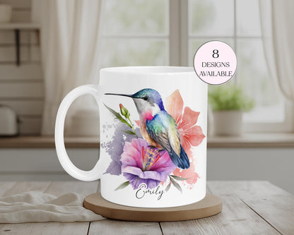 Personalised Watercolour Hummingbird Mug & Coaster Set | Bird Lover Gift