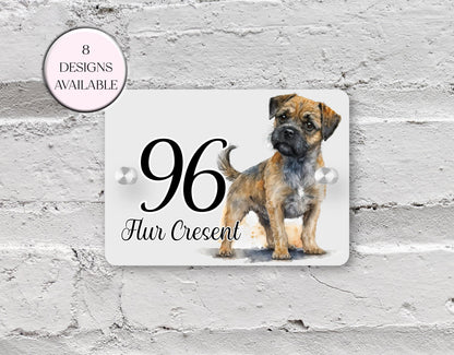 Personalised Watercolour Border Terrier House Sign | Acrylic Gate Plaque | New Home Gift