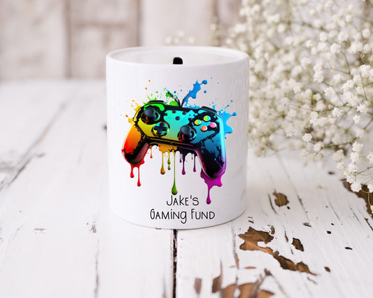 Personalised Gamer Money Box | Ceramic Piggy Bank | Gaming Gift for Boys