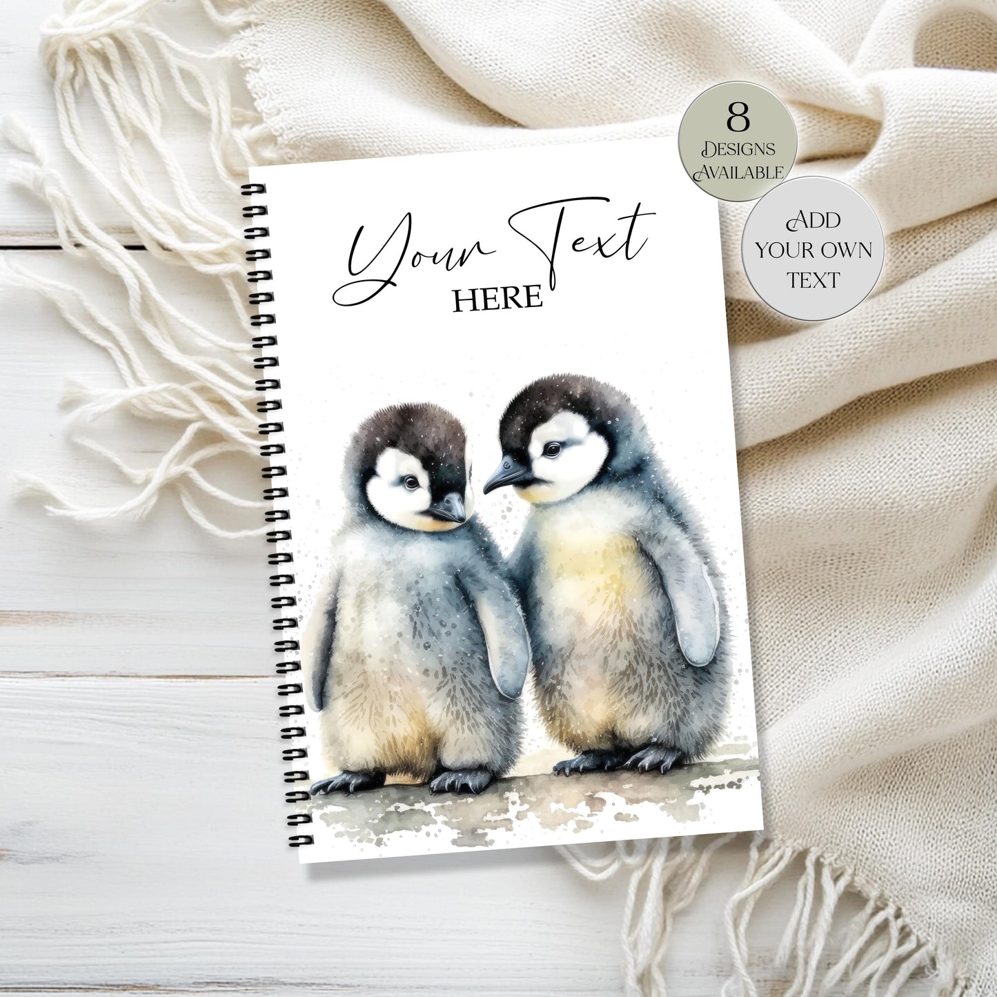 Personalised Penguin Notebook – Watercolour A4/A5 Journal - Gift for Penguin Lover