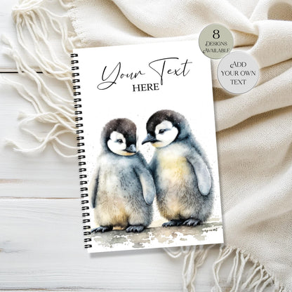 Personalised Penguin Notebook – Watercolour A4/A5 Journal - Gift for Penguin Lover