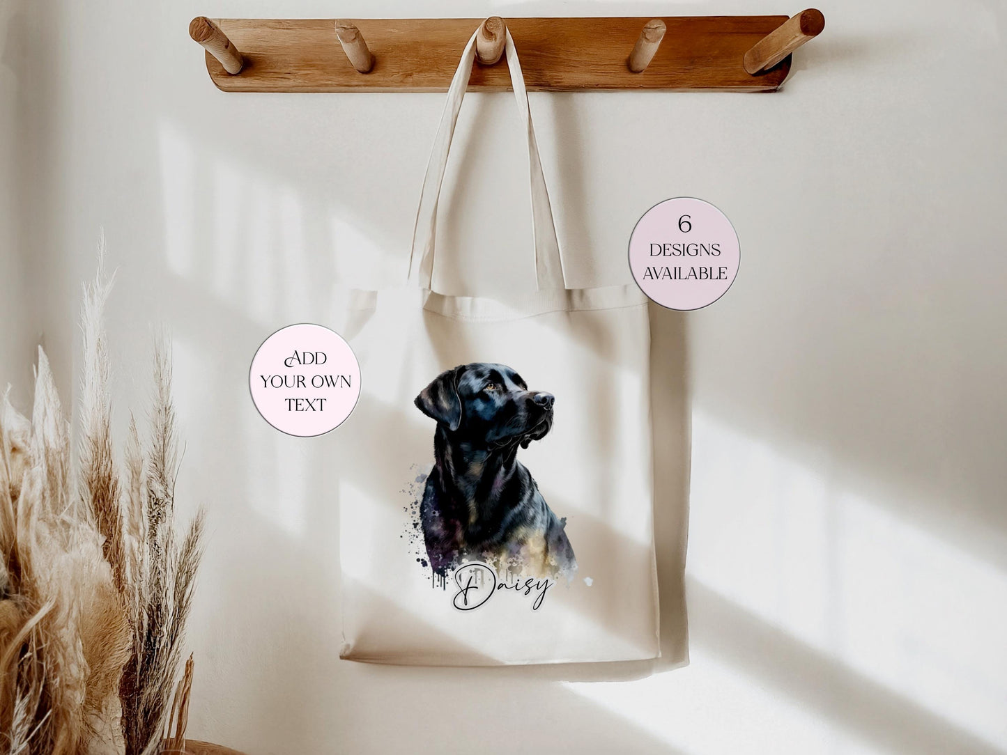 Watercolour Black Labrador Tote Bag | Personalised Gift for Her