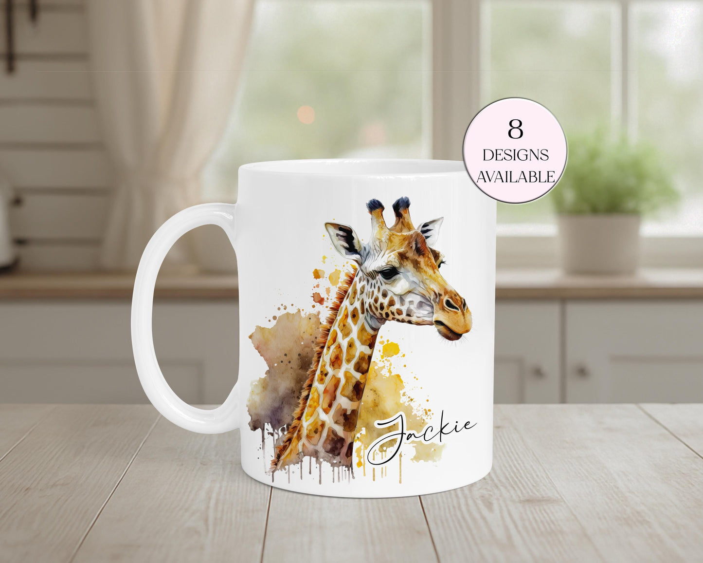 Personalised Giraffe Mug & Coaster Set – Custom Animal Gift