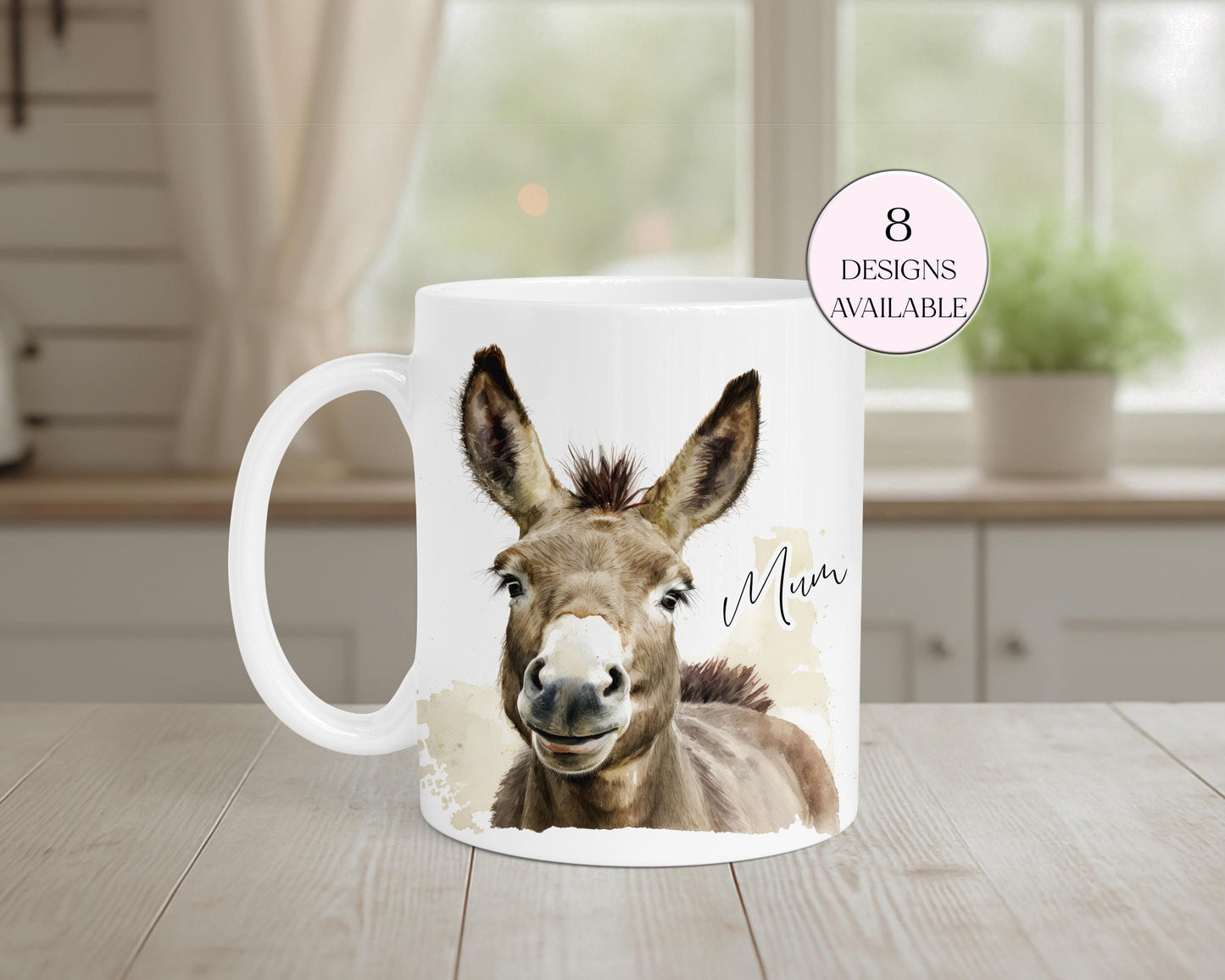 Personalised Watercolour Donkey Mug & Coaster Set | Donkey Lover Gift