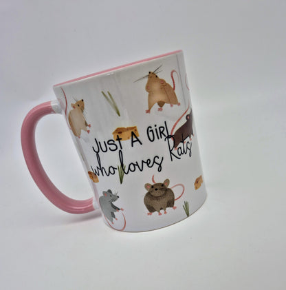 Just a Girl Who Loves Rats Mug & Coaster Set | Rat Lover Gift