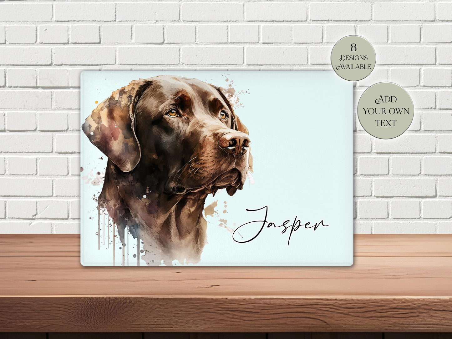 Personalised Chocolate Labrador Glass Chopping Board | A3 or A4 | Dog Lover Gift