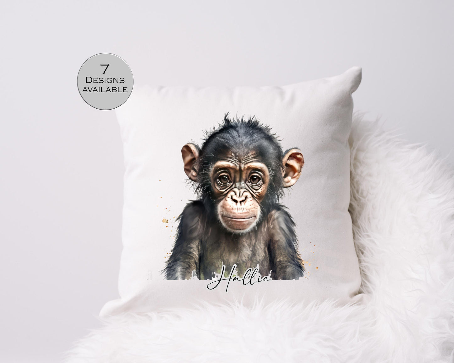 Personalised Cheeky Monkey Cushion – Custom Animal Throw Pillow | Kids & Nursery Gift