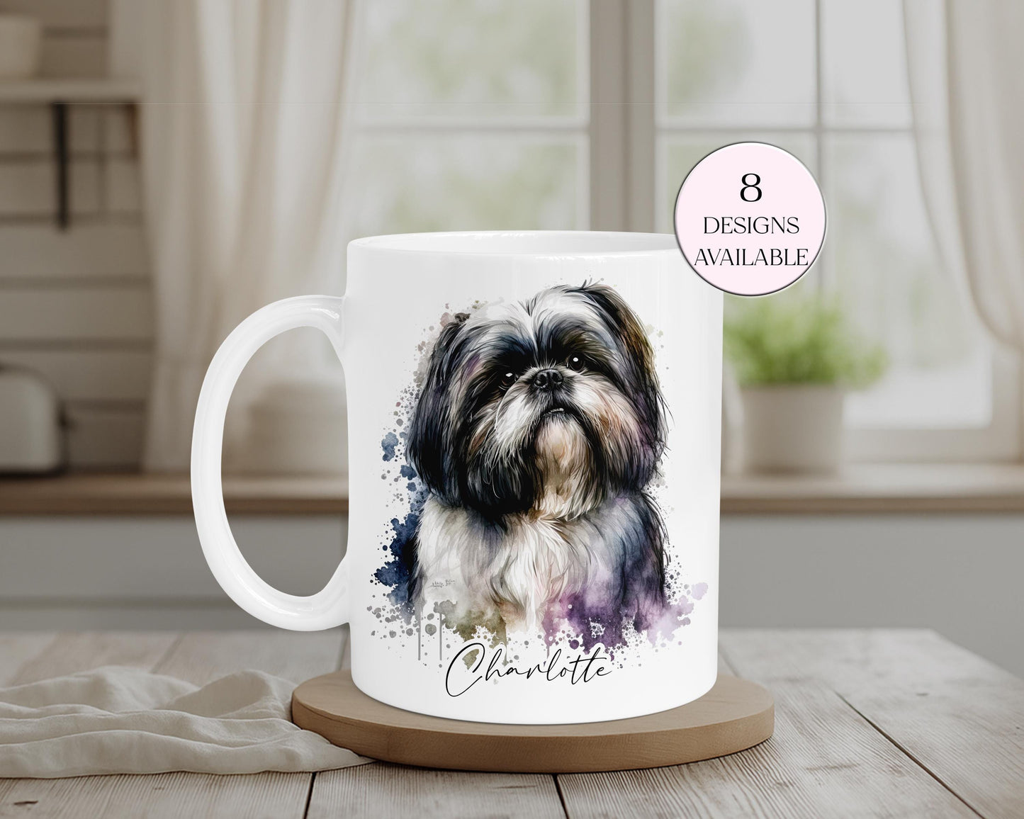 Personalised Watercolour Shih Tzu Mug – Custom Dog Lover Gift | With Matching Coaster Option