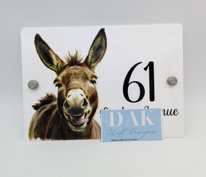 Personalised Watercolour Donkey House Sign | Acrylic Gate Plaque | New Home Gift