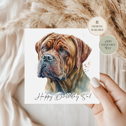 Personalised Dogue de Bordeaux Birthday Card | Dog Greetings Card | Dog Lover Gift