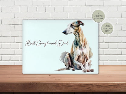 Personalised Greyhound Glass Chopping Board | Dog Lover Kitchen Gift