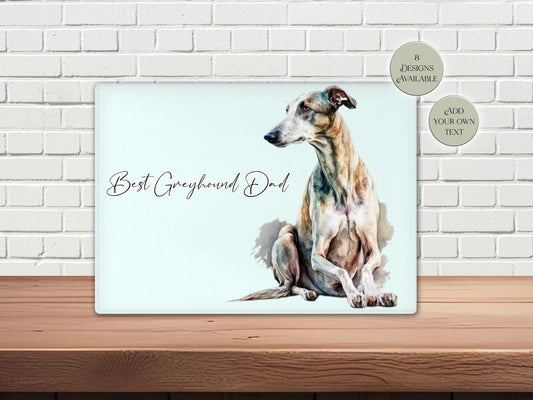 Personalised Greyhound Glass Chopping Board | Dog Lover Kitchen Gift