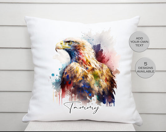 Personalised Eagle Cushion | Custom Bird of Prey Pillow | Wildlife Lover Gift