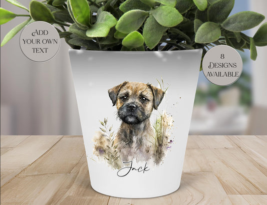 Personalised Border Terrier Plant Pot – Dog Lover Gift & Pen Holder