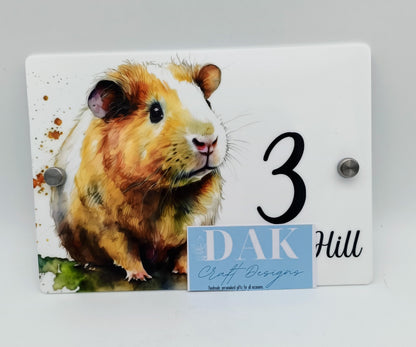 Personalised Guinea Pig Acrylic House Sign | Custom House Number Plaque | New Home Gift