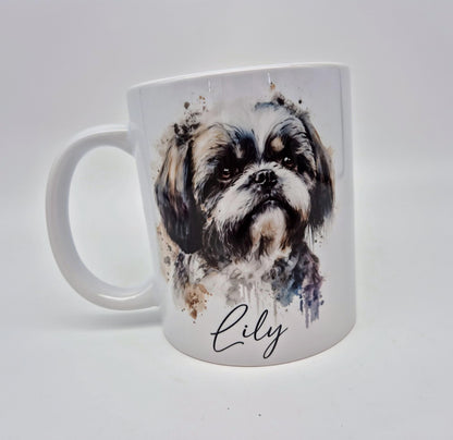 Personalised Watercolour Shih Tzu Mug – Custom Dog Lover Gift | With Matching Coaster Option