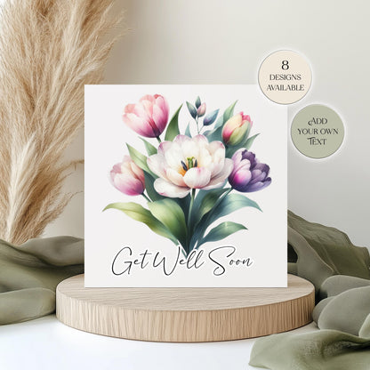 Personalised Tulip Birthday Card – Watercolour Floral Greeting Card