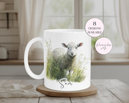 Personalised Watercolour Lamb Mug & Coaster Set | Sheep Lover Gift