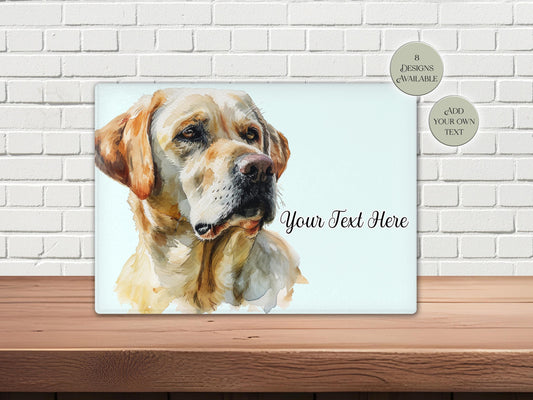Personalised Yellow Labrador Glass Chopping Board – Custom Dog Lover Kitchen Gift