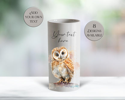 Personalised Watercolour Owl Ceramic Vase – Bird Lover Gift & Flower Pot
