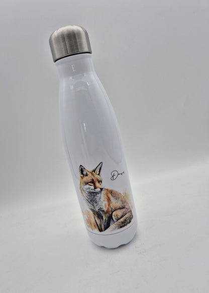 Personalised Fox Water Bottle – Insulated Stainless Steel Flask, Fox Lover Gift