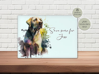 Personalised Yellow Labrador Glass Chopping Board – Custom Dog Lover Kitchen Gift