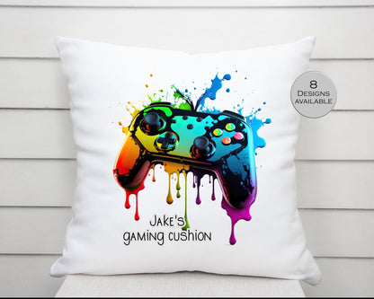 Personalised Gaming Controller Cushion | Custom Gamer Throw Pillow | Boys Bedroom Gift