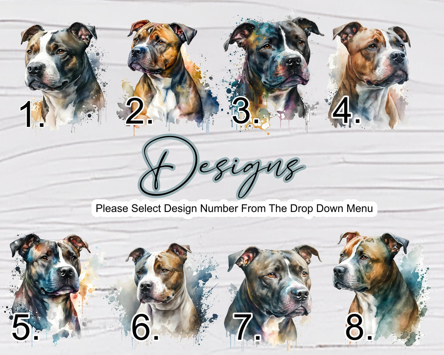 Glass Staffordshire Bull Terrier Wall Clock | Watercolour | Dog Lover Gift