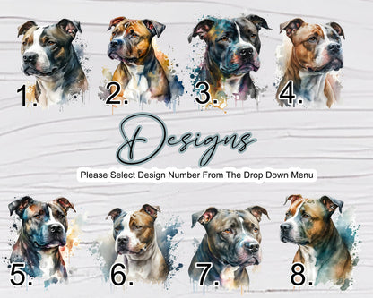 Glass Staffordshire Bull Terrier Wall Clock | Watercolour | Dog Lover Gift