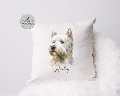 Personalised West Highland Terrier Cushion – Watercolour Westie Gift