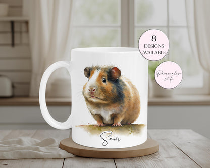 Personalised Watercolour Guinea Pig Mug & Coaster Set | Custom Guinea Pig Gift