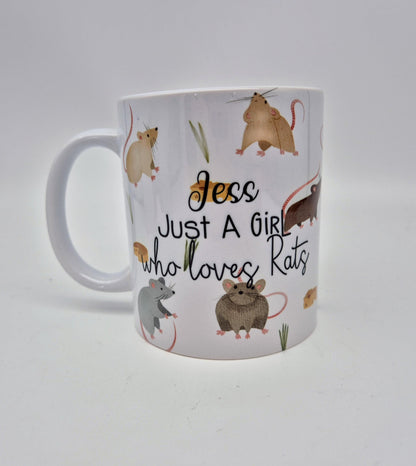 Just A Girl Who Loves Rats Mug & Coaster –  Rat Lover Gift