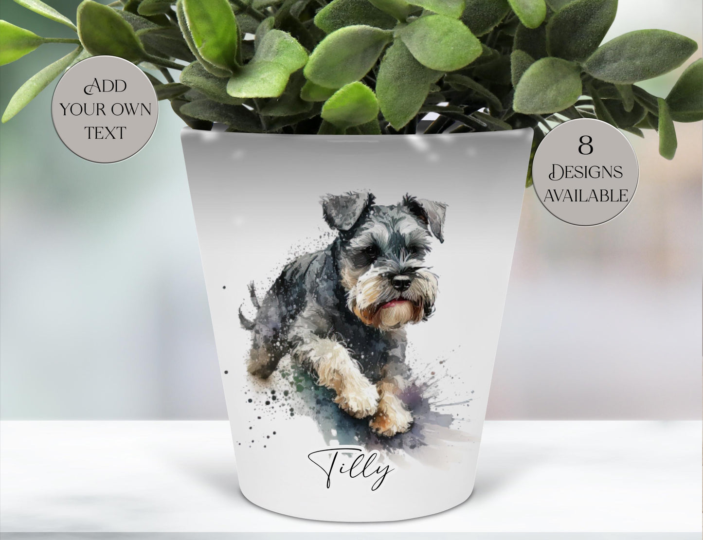 Personalised Schnauzer Plant Pot – Pen Holder, Desk Organiser & Dog Lover Gift - Memorial Keepsake