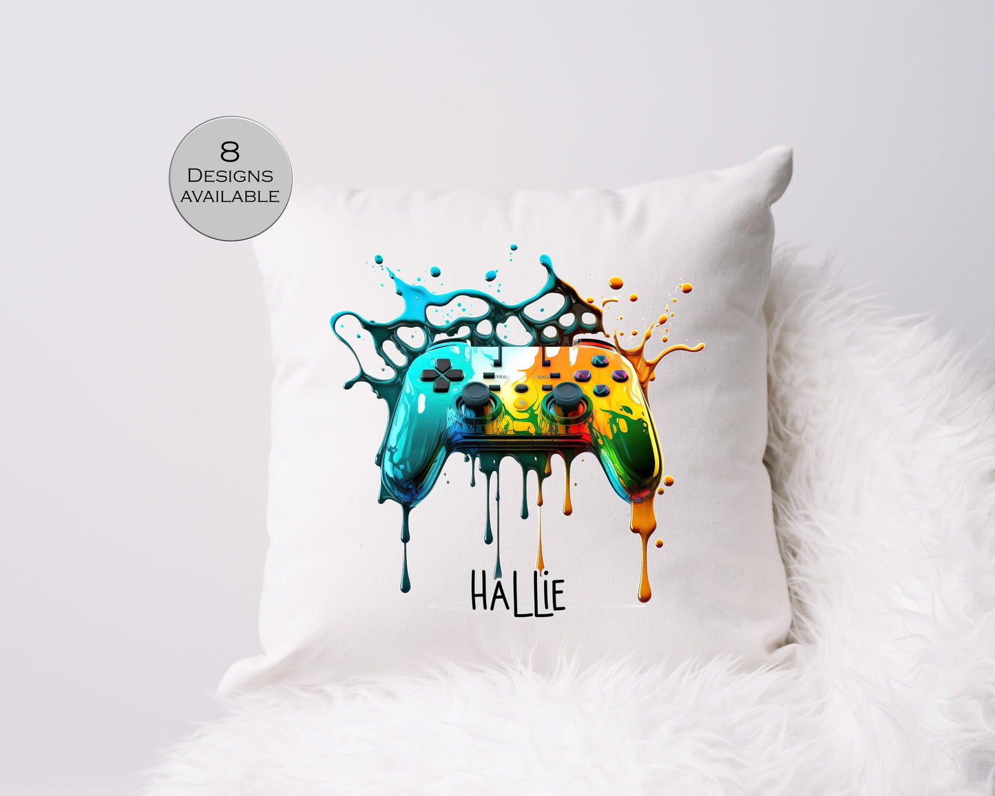 Personalised Gaming Controller Cushion | Custom Gamer Throw Pillow | Boys Bedroom Gift