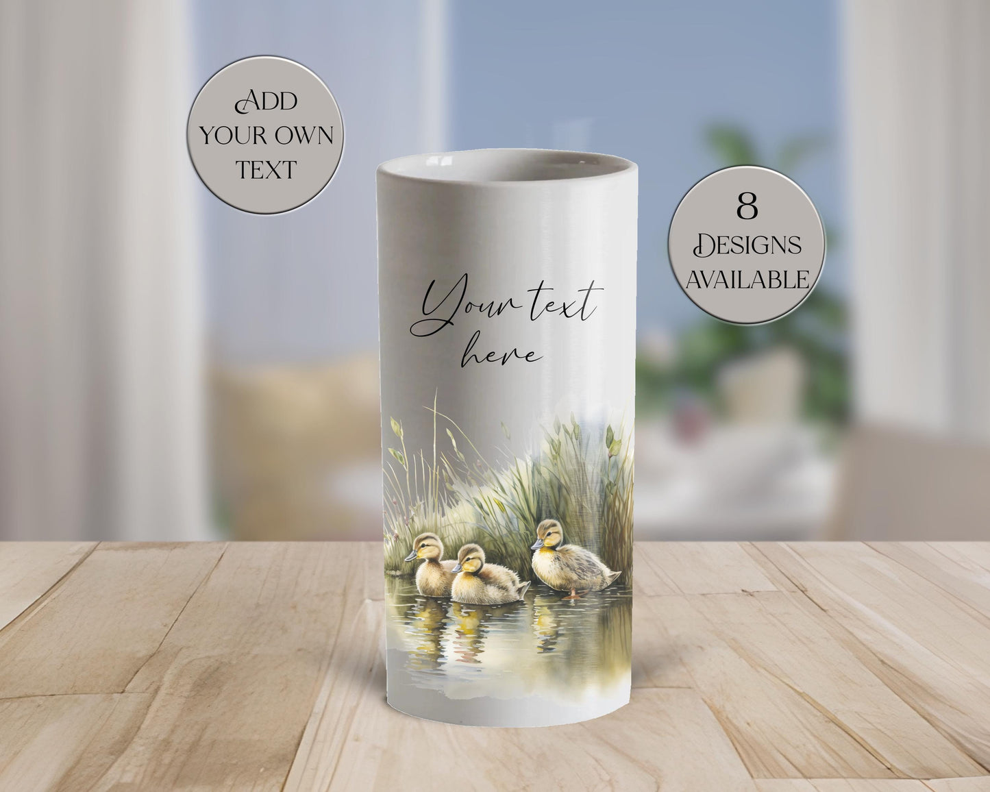 Personalised Duck Ceramic Vase – Custom Watercolour Duckling Flower Pot