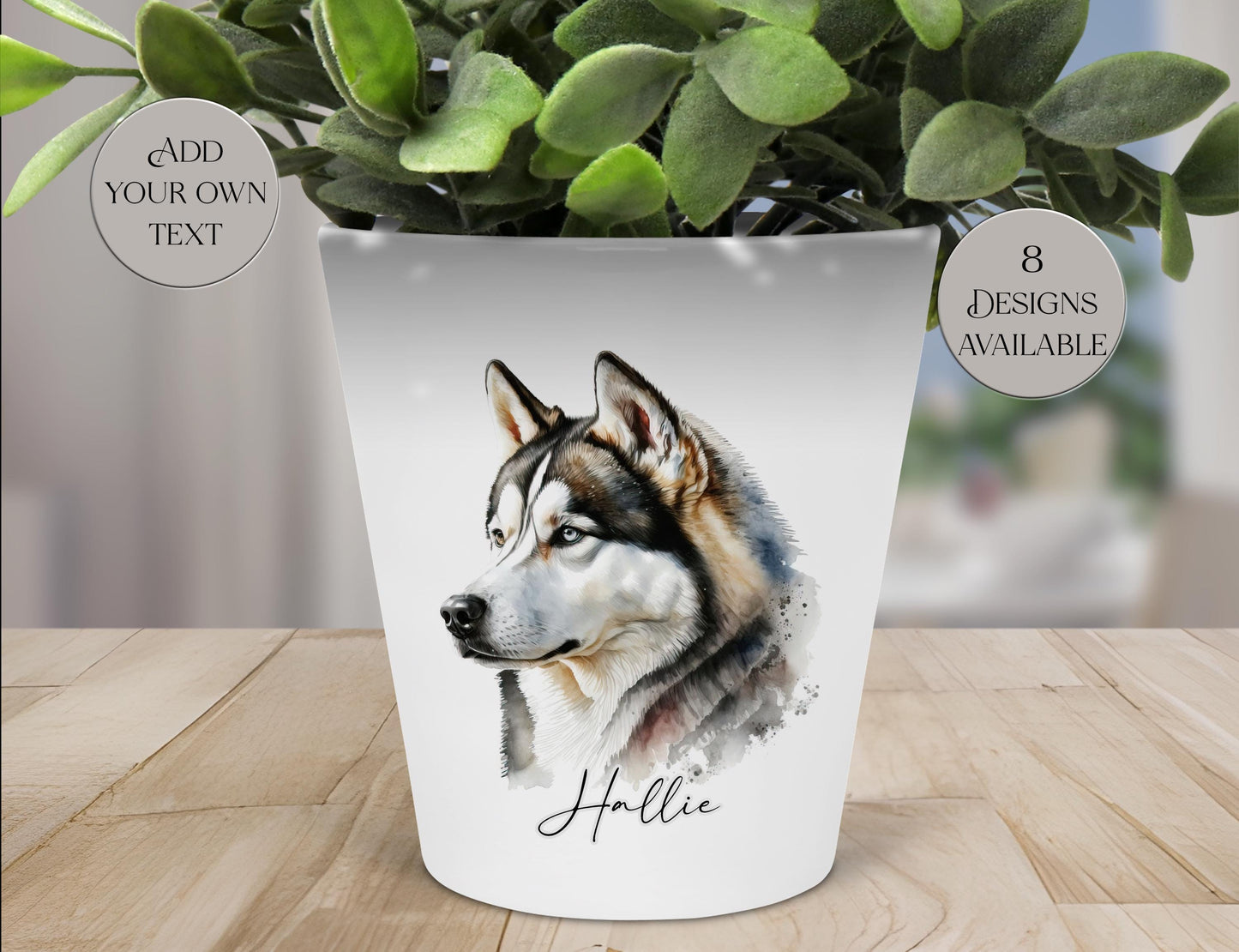 Personalised Siberian Husky Plant Pot – Pen Holder & Brush Organiser | Husky Lover Gift