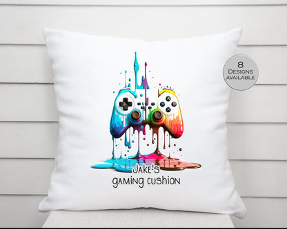 Personalised Gaming Controller Cushion | Custom Gamer Throw Pillow | Boys Bedroom Gift