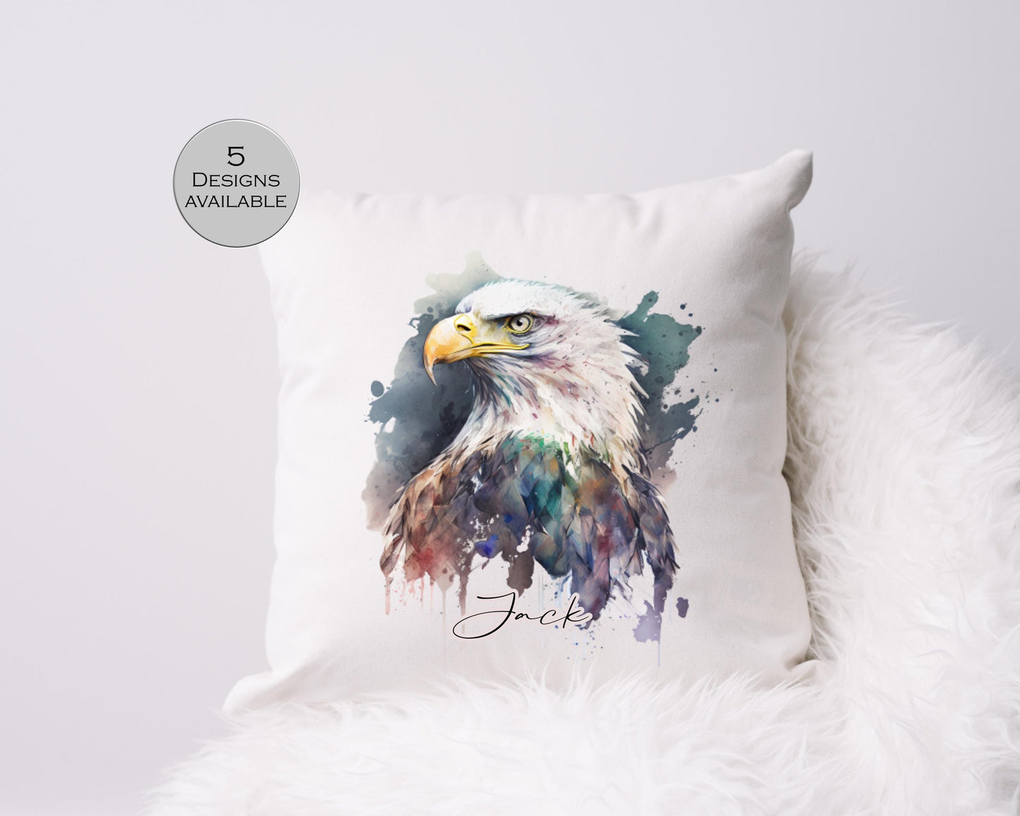 Personalised Eagle Cushion | Custom Bird of Prey Pillow | Wildlife Lover Gift