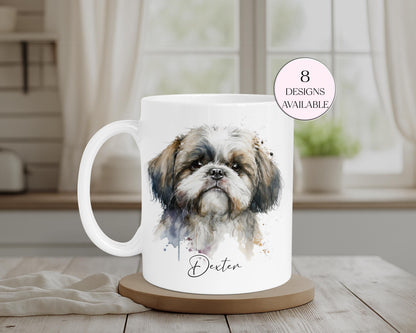 Personalised Watercolour Shih Tzu Mug – Custom Dog Lover Gift | With Matching Coaster Option