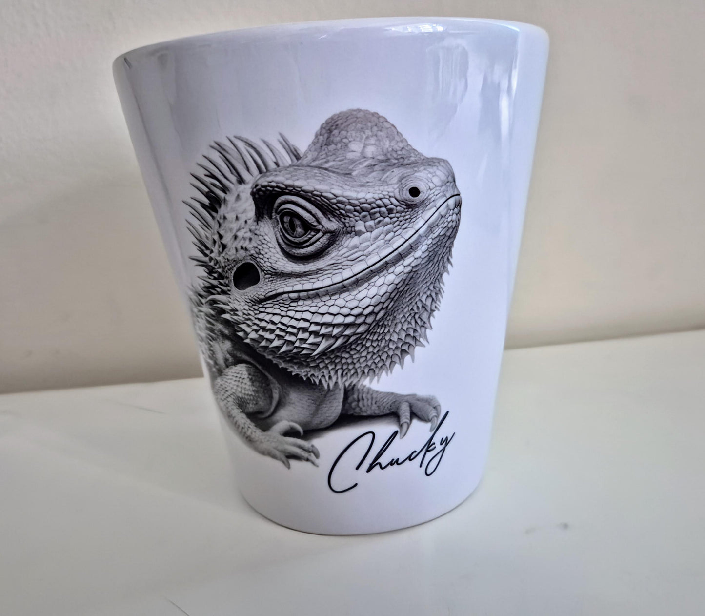 Personalised Bearded Dragon Plant Pot – Pen Holder & Brush Organiser | Unique Reptile Lover Gift