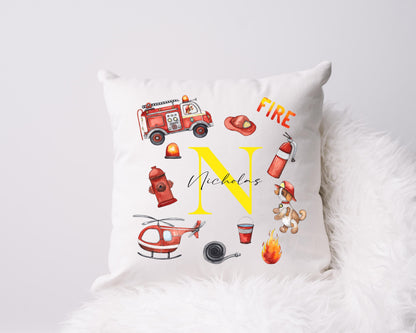 Personalised Fireman Cushion | Custom Firefighter Pillow | Boys Bedroom Gift