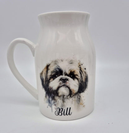 Personalised Shih Tzu Milk Jug & Vase – Watercolour Dog Gift | Shih Tzu Home Décor