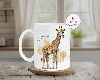 Personalised Giraffe Mug & Coaster Set – Custom Animal Gift