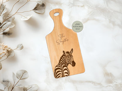 Personalised Zebra Chopping Board | Engraved Wooden Serving Board | Zebra Gift