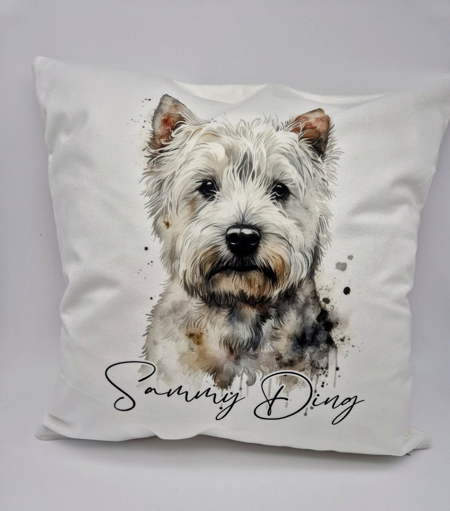 Personalised West Highland Terrier Cushion – Watercolour Westie Gift