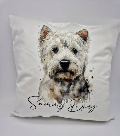 Personalised West Highland Terrier Cushion – Watercolour Westie Gift